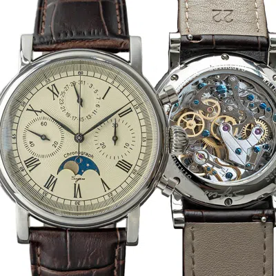 Pre-owned Sugess Goldswan Neck Moonphase Master Chronograph Watch Seagull 1963 Sum199bx