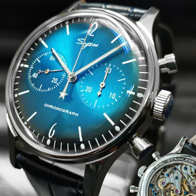 Pre-owned Sugess Gradient Deepsea Blue Swanneck Mechanical Watch Seagull 1963 Su1901f010sn