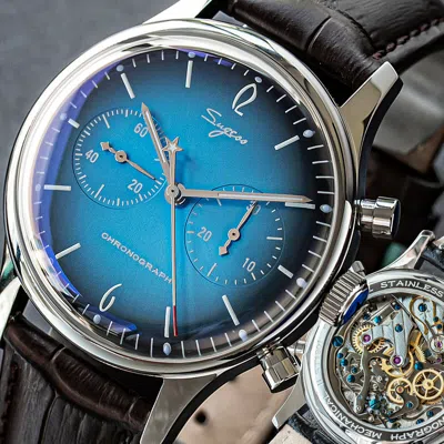 Pre-owned Sugess Gradient Deepsea Blue Swanneck Mechanical Watch Seagull 1963 Su1901f012sn