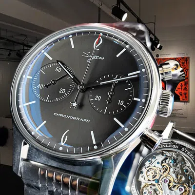 Pre-owned Sugess Gradient Grey Swan Neck Domed Mechanical Watch Seagull 1963 Su1901f006sn
