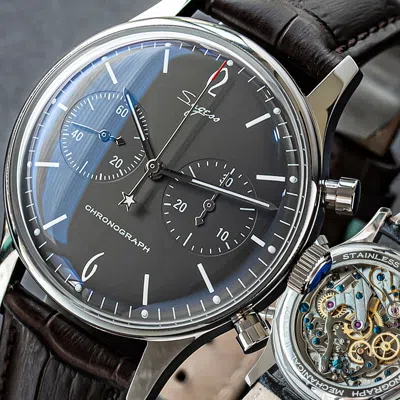 Pre-owned Sugess Gradient Grey Swanneck Mechanical Watch Seagull 1963 Su1901f009sn
