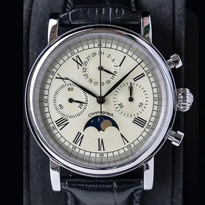 Pre-owned Sugess Moonphase 29 1/2 Day Chronograph Mechanical Watch Seagull 1963 M199s