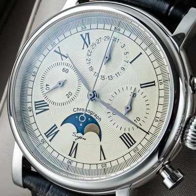 Pre-owned Sugess Moonphase 29 1/2 Day Chronograph Mechanical Watch Seagull 1963 Sum199s