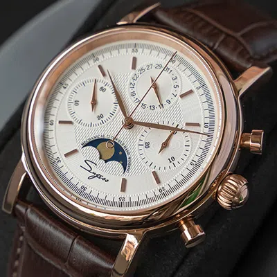 Pre-owned Sugess Moonphase Master Chronograph Mechanical Mens Watch Seagull 1963 Su1908gw