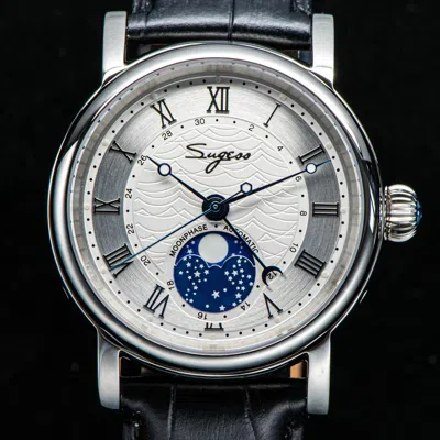 Pre-owned Sugess Moonphase Master High Beat Mechanical Mens Watch Seagull 1963 Su2108sk