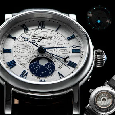 Pre-owned Sugess Moonphase Master High Beat Mechanical Mens Watch Seagull 1963 Su2108sz
