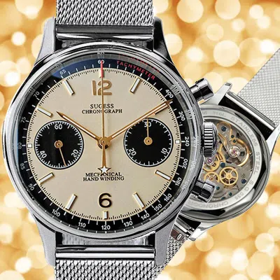 Pre-owned Sugess Panda Chrono Chronograph Mechanical Mens Watch Seagull 1963 Supan008gn/sn