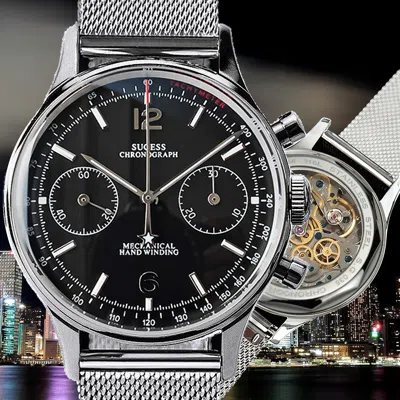 Pre-owned Sugess Panda Chrono Chronograph Mechanical Mens Watch Seagull 1963 Supan009gn/sn