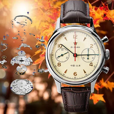 Pre-owned Sugess Seagull 1963 Exhibition X Dark Brown Genuine Leather Sapphire Mechanical Watch