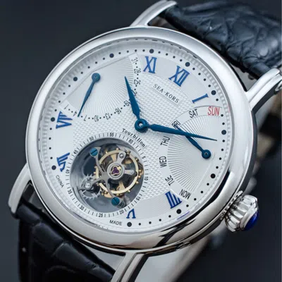 Pre-owned Sugess Seakors Genuine Tourbillon Seagull St8004 Mechanical Mens Watch Se8004sbe