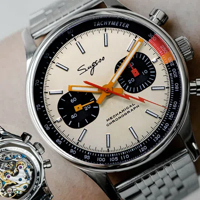 Pre-owned Sugess Suchp005s V2 Chrono Heritage Chrono Mechanical Mens Watch Seagull 1963