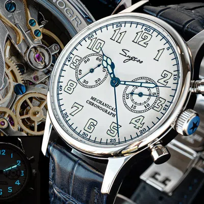 Pre-owned Sugess Swan Neck Enamel Dial X Deepblue Band Chrono Watch Seagull 1963 Suchp004e