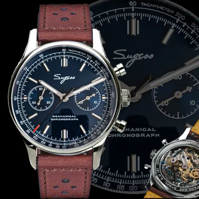 Pre-owned Sugess Swan Neck Exhibition Case Back Chrono Mens Watch Seagull 1963 Suchp003z