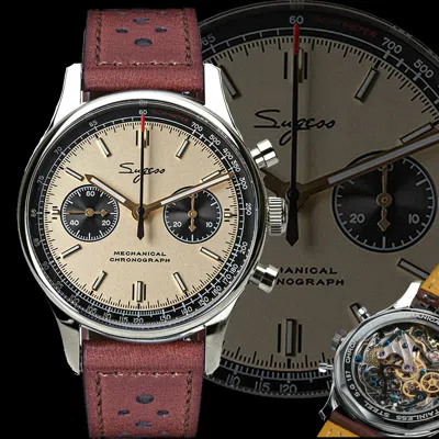Pre-owned Sugess Swan Neck Exhibition Case Back Chrono Mens Watch Seagull 1963 Supank005z