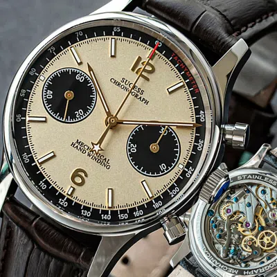 Pre-owned Sugess Swan Neck Panda Chronograph Mechanical Mens Watch Seagull 1963 Supan008sn