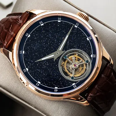 Pre-owned Sugess Tourbillon Blue Goldstone Dial Seagull St8230 Mechanical Watch Su8230strc