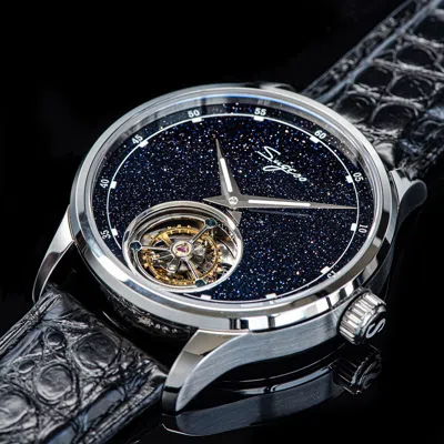 Pre-owned Sugess Tourbillon Blue Goldstone Dial Seagull St8230 Mechanical Watch Su8230strf