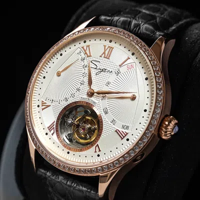 Pre-owned Sugess Tourbillon Master Day Date Seagull St8004 Mechanical Watch Su8004gw5