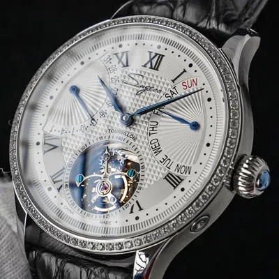 Pre-owned Sugess Tourbillon Master Day Date Seagull St8004 Mechanical Watch Su8004sbed