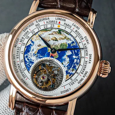 Pre-owned Sugess Tourbillon Master Enamel Earth Seagull St8000 Mechanical Watch Suearthg