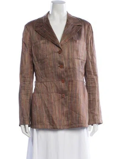 Pre-owned Sui By Anna Sui Linen Striped Blazer In Brown