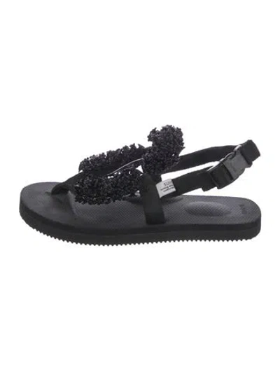 Pre-owned Suicoke Beaded Accents Slingback Sandals In Black