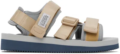 Suicoke Kisee-v Sandalen Mit Klettverschluss In Beige X Gray