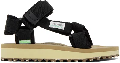 Suicoke Black & Beige Depa-2cab Sandals In Black X Beige