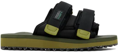 Suicoke Black & Khaki Moto-cab-eco Sandals In Black/kombu
