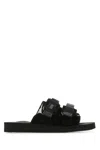 SUICOKE BLACK SUEDE MOTO SLIPPERS