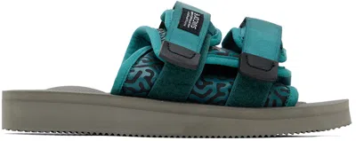 Suicoke Moto-cab Touch-strap Slides In Blue