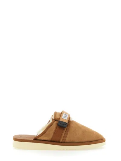 Suicoke Brown Suede Slip-on Loafers