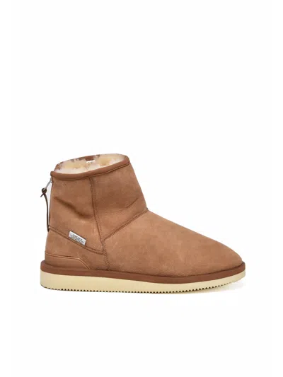 Suicoke Brown Wool Lined Leather Boots In Multi