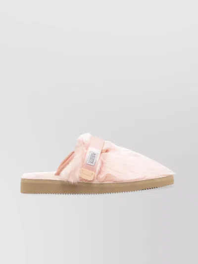Suicoke Eco Fur Slippers Featuring Strap Detailing In Pink
