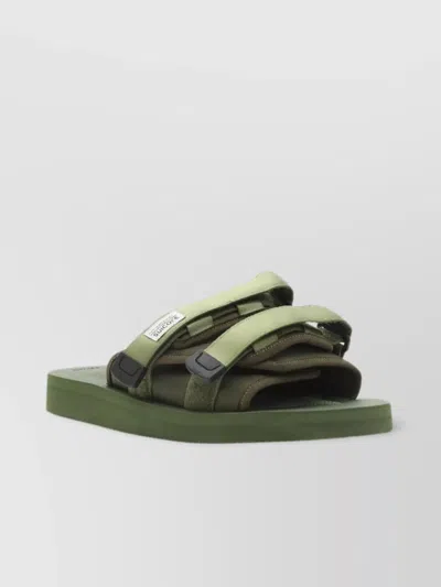 Suicoke Flat Sole Open Toe Sandal In Green