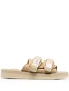 Suicoke Stitched Touch-strap Slides In Neutrals