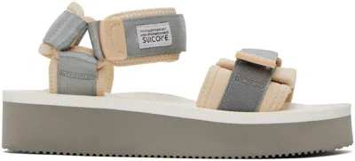 Suicoke Cel-po Sandalen Mit Klettverschluss In Gray X White