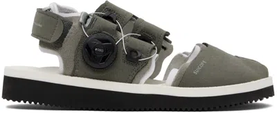 Suicoke Gray & White Haku-ab Sandals In Gray X White