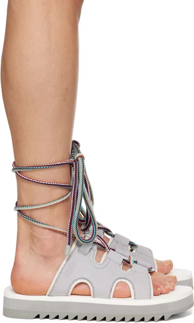Suicoke Gray Ray-ab Sandals In Gray X White