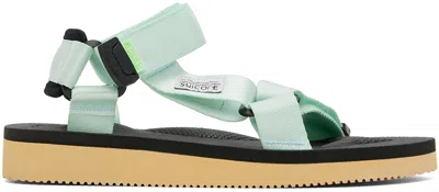 Suicoke Green & Black Depa-cab Sandals In Seafoam/ink