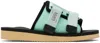 Suicoke Green & Black Kaw-cab Sandals In Seafoam/ink