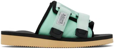 Suicoke Green & Black Kaw-cab Sandals In Seafoam/ink