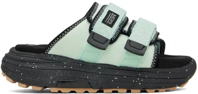 Suicoke Green & Black Moto-run2 Sandals In Seafoam/ink