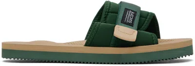 Suicoke Green Padri Slides In Green X Beige