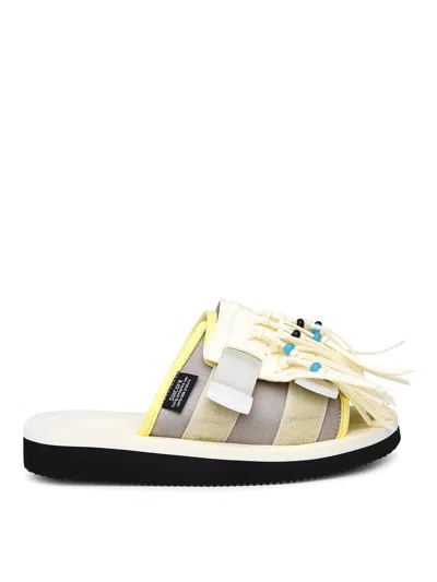 SUICOKE HOTO CAB SLIPPER IN IVORY SYNTHETIC LEATHER