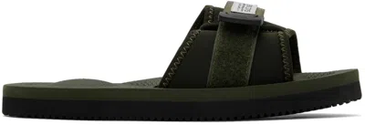 Suicoke Khaki Padri Sandals In Olive X Black