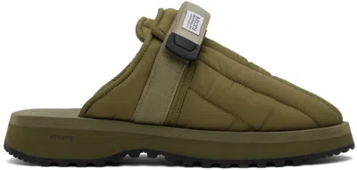Suicoke Khaki Zavo-puffab Slippers In Dark Olive