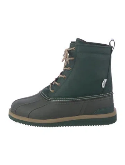 Pre-owned Suicoke Leather Lace-up Boots In Green