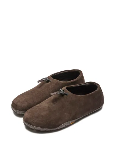 Suicoke Leather Slip-on Sneakers In Brown