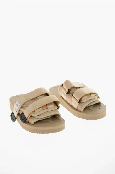 Suicoke Logo Patch And Touch Strap Closure Sandals With Rubber Sole In Brown